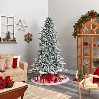 Nearly Natural Flocked Faux 8 Foot Pre-Lit Fir Christmas Tree