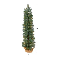 Nearly Natural Faux Burlap 3 Foot Pre-Lit Pine Christmas Tree