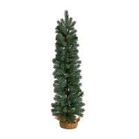 Nearly Natural Faux Burlap 3 Foot Pre-Lit Pine Christmas Tree