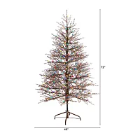 Nearly Natural Frosted Berry Twig Faux 6 Foot Pre-Lit Christmas Tree