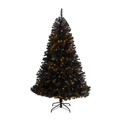 Nearly Natural Black Faux Foot Pre-Lit Christmas Tree