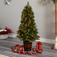 Nearly Natural Green Faux 5 Foot Pre-Lit Christmas Tree