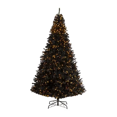 Nearly Natural Black Faux 10 Foot Pre-Lit Christmas Tree