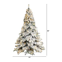 Nearly Natural Flocked Faux 7 Foot Pre-Lit Fir Christmas Tree