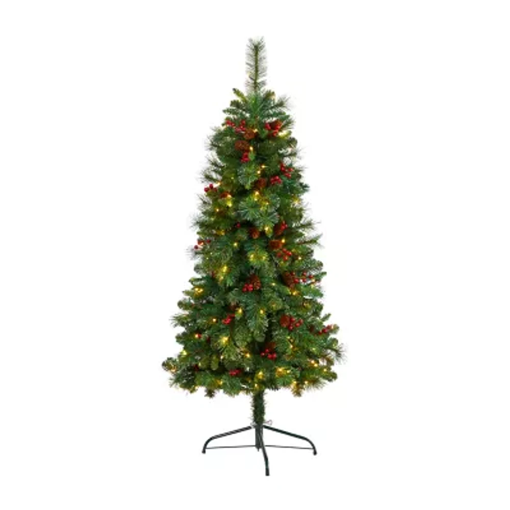 Nearly Natural Flat Back Faux Foot Pre-Lit Pine Christmas Tree