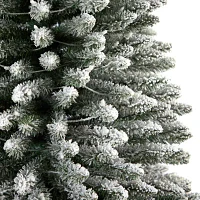 Nearly Natural Flocked Pencil Faux 12 Foot Pre-Lit Christmas Tree