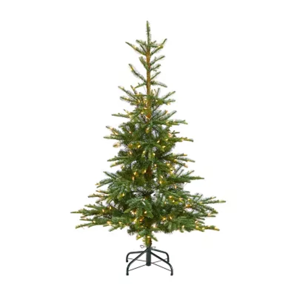 Nearly Natural Layered Faux 5 Foot Pre-Lit Spruce Christmas Tree