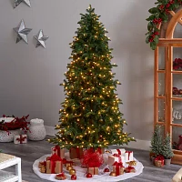 Nearly Natural Faux 7 Foot Pre-Lit Fir Christmas Tree