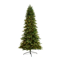 Nearly Natural Faux 9 Foot Pre-Lit Fir Christmas Tree