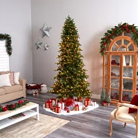 Nearly Natural Faux 9 Foot Pre-Lit Fir Christmas Tree
