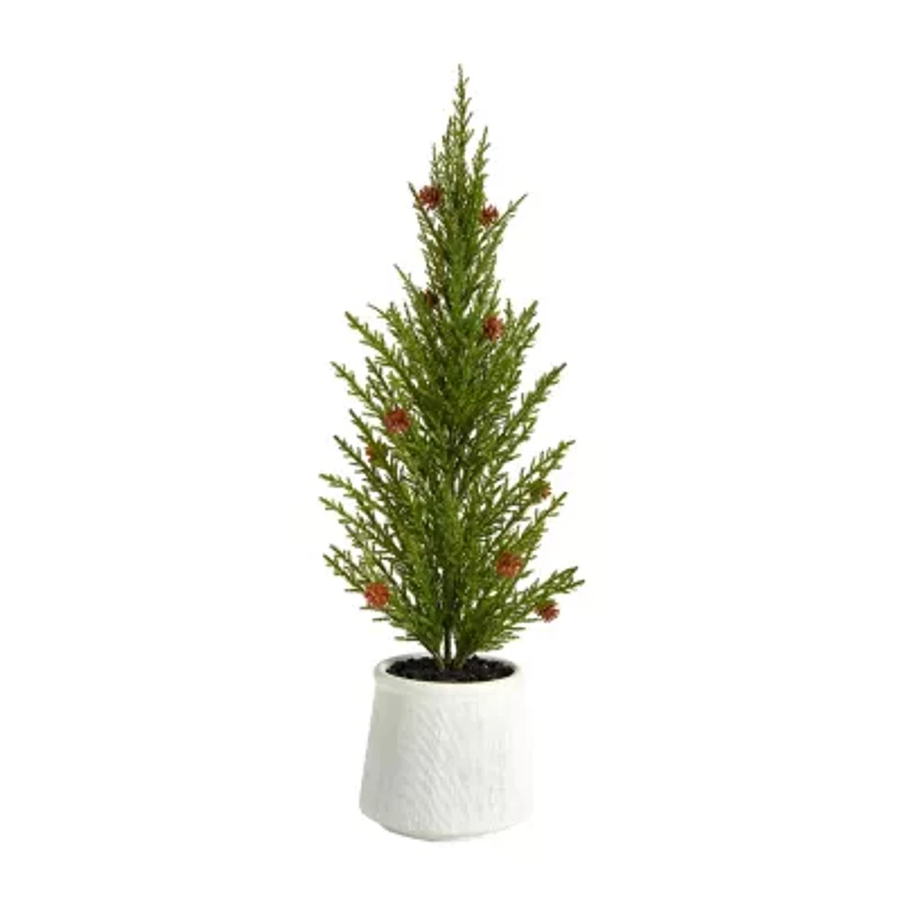 Nearly Natural Faux In Planter 2 Foot Cedar Christmas Tree