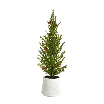 Nearly Natural Faux In Planter 2 Foot Cedar Christmas Tree