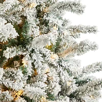 Nearly Natural Flocked 9 Foot Pre-Lit Spruce Christmas Tree