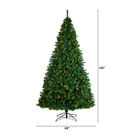 Nearly Natural Faux 10 Foot Pre-Lit Christmas Tree