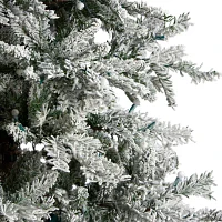 Nearly Natural Slim Flocked Faux 9 1/2 Foot Pre-Lit Spruce Christmas Tree