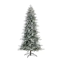 Nearly Natural Flocked Faux 8 1/2 Foot Pre-Lit Spruce Christmas Tree