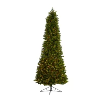 Nearly Natural Slim Faux 9 1/2 Foot Pre-Lit Spruce Christmas Tree