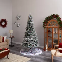 Nearly Natural Flocked Faux 8 1/2 Foot Pre-Lit Fir Christmas Tree