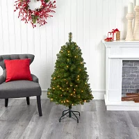 Nearly Natural Faux Douglas 4 Foot Pre-Lit Fir Christmas Tree