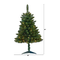 Nearly Natural Faux 3 Foot Pre-Lit Spruce Christmas Tree