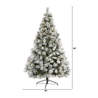 Nearly Natural Faux 7 Foot Pre-Lit Pine Christmas Tree