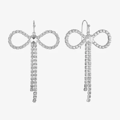 Bijoux Bar Silver Tone Glass Bow Drop Earrings