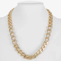 Bijoux Bar Gold Tone Glass 18 Inch Link Chain Necklace