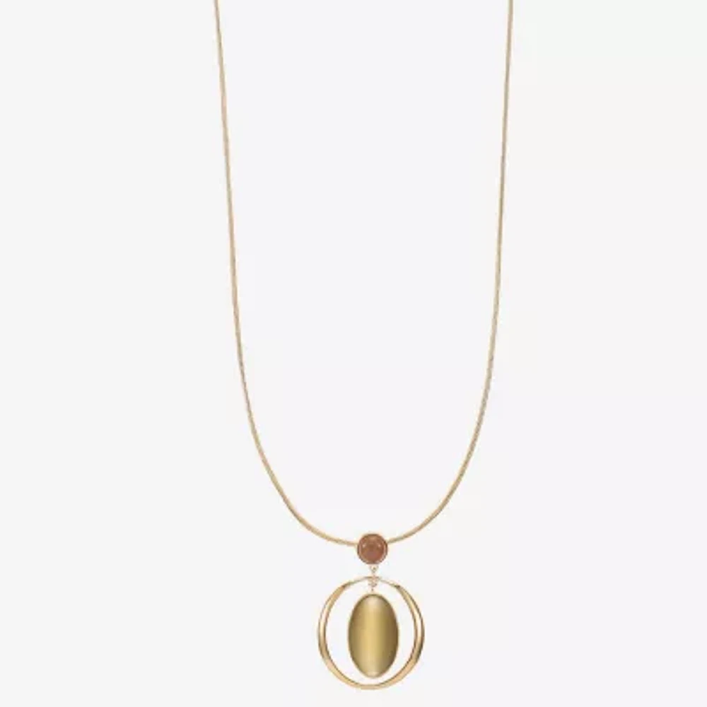 Liz Claiborne Gold Tone Orbital 32 Inch Snake Oval Pendant Necklace