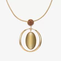 Liz Claiborne Gold Tone Orbital 32 Inch Snake Oval Pendant Necklace