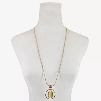 Liz Claiborne Gold Tone Orbital 32 Inch Snake Oval Pendant Necklace