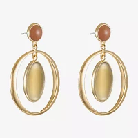 Liz Claiborne Gold Tone Orbital Oval Drop Earrings