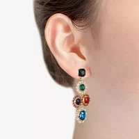 Monet Jewelry Gold Tone Multi Color Glass Round Chandelier Earrings
