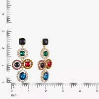Monet Jewelry Gold Tone Multi Color Glass Round Chandelier Earrings