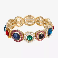 Monet Jewelry Gold Tone Glass Round Stretch Bracelet