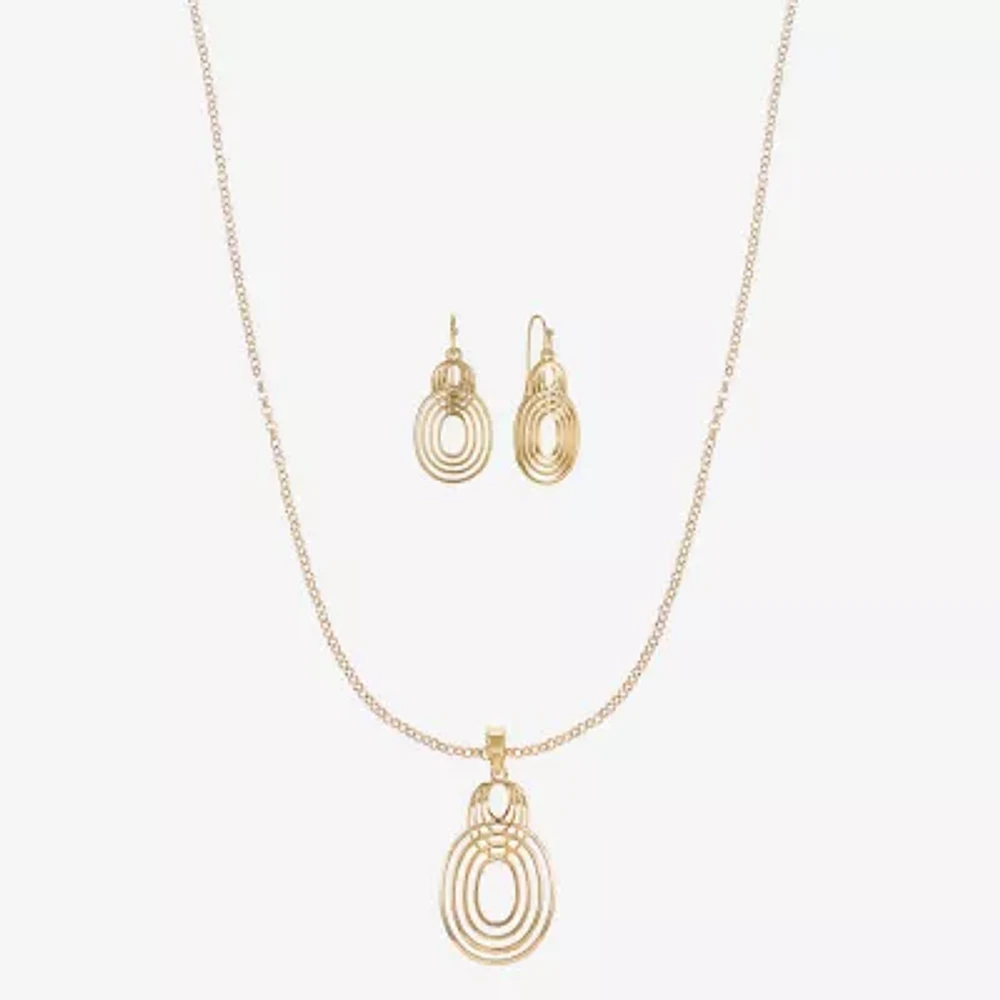 Liz Claiborne Open Work Pendant Necklace And Drop Earring 2-pc. Jewelry Set