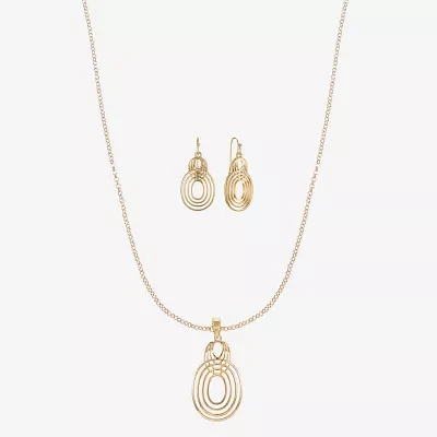 Liz Claiborne Open Work Pendant Necklace And Drop Earring 2-pc. Jewelry Set