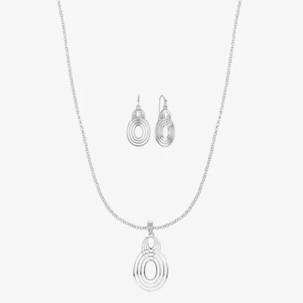Liz Claiborne Open Work Pendant Necklace And Drop Earring Womens 2-pc. Jewelry Set