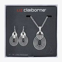 Liz Claiborne Open Work Pendant Necklace And Drop Earring Womens 2-pc. Jewelry Set