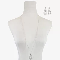 Liz Claiborne Open Work Pendant Necklace And Drop Earring Womens 2-pc. Jewelry Set