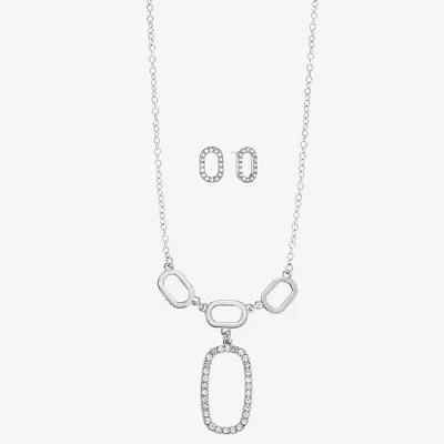Liz Claiborne Y Necklace And Stud Earring Womens Glass Hypoallergenic 2-pc. Jewelry Set