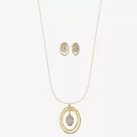 Liz Claiborne Orbital Pendant Necklace And Stud Earring 2-pc. Glass Jewelry Set