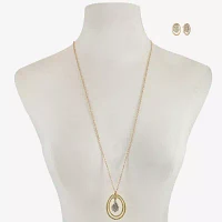 Liz Claiborne Orbital Pendant Necklace And Stud Earring 2-pc. Glass Jewelry Set