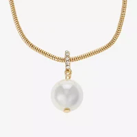 Liz Claiborne Gold Tone Pendant Necklace And Drop Earring 2-pc. Simulated Pearl Round Jewelry Set