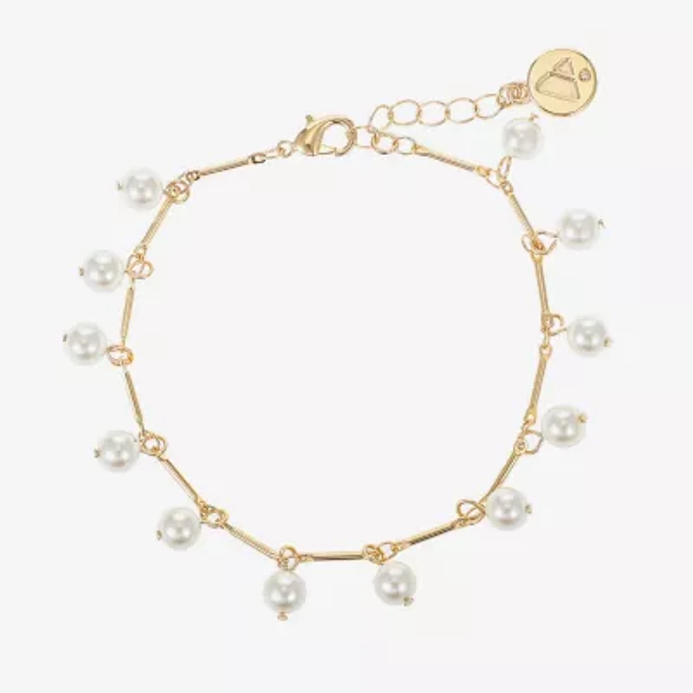 Liz Claiborne Gold Tone Simulated Pearl Round Strand Bracelets