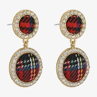 Monet Jewelry Gold Tone Print Glass Round Drop Earrings