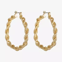 Monet Jewelry Gold Tone Braided Hoop Earrings