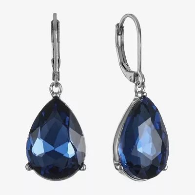 Monet Jewelry Womens Red Glass Marquise Drop Earrings