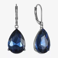 Monet Jewelry Womens Red Glass Marquise Drop Earrings