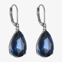 Monet Jewelry Womens Red Glass Marquise Drop Earrings