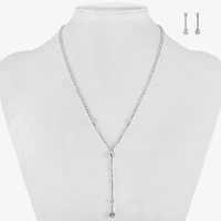 Monet Jewelry Silver Tone Lariant Necklace And Drop Earring 2-pc. Glass Jewelry Set